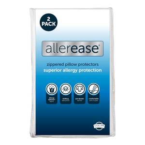 lot 62616 image: Set of 2 King AllerEase Pillow Protectors - Moisture Wicking, Advanced Allergy Protection - Premium Polyester, Zippered Protectors - Retail $12