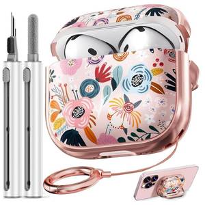 lot 62647 image: Safety Lock for AirPods 4 Case Cover 2024,Floral Cute AirPod 4th Generation Case for Women Girly with Cleaner Kit and Keychain- Pink Berry Flower - Retail $9