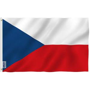 lot 62672 image: Fly Breeze 3x5 Foot Czech Flag - Vivid Color and Fade proof - Canvas Header and Double Stitched - Czechia National Flags Polyester with Brass Grommets 3 X 5 Ft - Retail $7