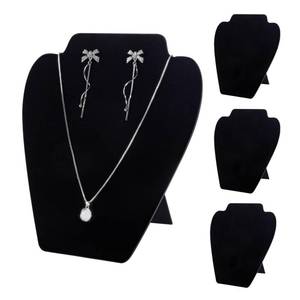 lot 62675 image: TENINYU Black Necklace Earring Jewelry Display Stand, 8 x 7 Inch Foldable Black Velvet Necklace Bust Easel Chain Holder Organizer Rack for Home or Store Show (4 Pack) - Retail $9