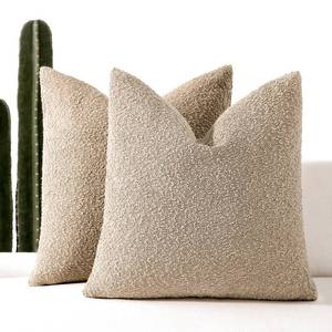 lot 62684 image: E18x18 Boucle Throw Pillow Covers, Set of 2, Oatmeal - Retail $21