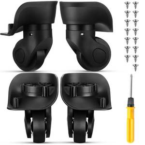 lot 62685 image: 4 Pcs Luggage Wheels Replacement Travel Suitcase Caster Repair Kits with Screw Replacement Left and Right Wheels Mute Bearing Swivel for Luggage(Black,Small) - Retail $27