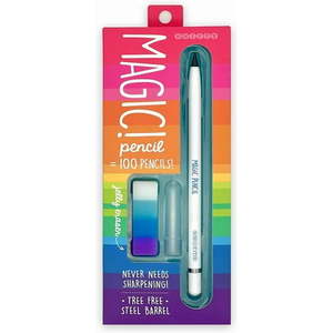 lot 62703 image: Magic Pencil - Compressed graphite tip equals 100 pencils - white barrel  matching chunky eraser - Retail $22