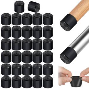 lot 62708 image: 32PCS Round Chair Leg Tips Caps, 1 Inch Chair Table Leg Covers, Black Rubber Chair-Leg Floor Protectors, Non Slip Covers for Floor Protectors, Furniture Leg-Feet Protection Cover for ScratchingNoise - Retail $9