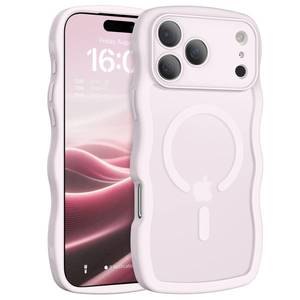 lot 62719 image: iPhone 17 Pro Case, Cute Wavy Full Camera Protection Compatible with MagSafe Matte Anti-Slip Bumper Women Girls Boys Protective Cover for 17 Pro 6.3,Gray Pink - Retail $16