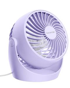 lot 62727 image: Desk Fan, 5-Inch Portable Electric Table Desktop Air Circulator Fans, Small but Powerful with 3 Speed 360° Adjustable Tilt for Cooling Home Dorm Office Bedroom Bathroom Kitchen, Purple - Retail $20
