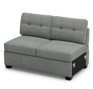 Rafael Armless Double Seat Module Pullout Sofa Bed, STOCK PICTURE NOT COMPLETELY ACCURATE, MISSING BACK REST - Retail: $933