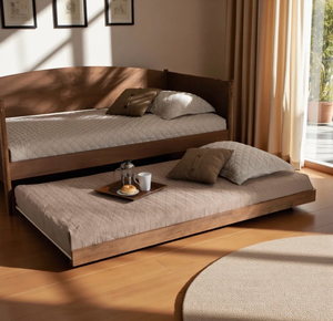 Contemporary Ash Walnut Twin Trundle Bed - Retail: $208