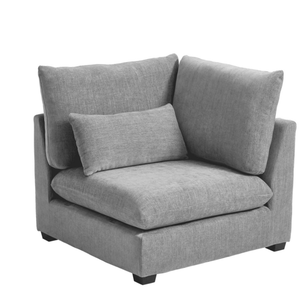 lot 43643 image: CHIC HOUSE Module for Modular Oversized Couch, Corduroy Customizable Chaise, Chenille Fabric Ottoman for Sectional Sofa, Upholstered Convertible Seater Corner (Corner, Chenille-Gray) - Retail $380