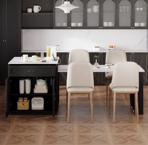 lot 43651 image: Kitchen Island with Extendable Dining Table and Storage - Retail $600
