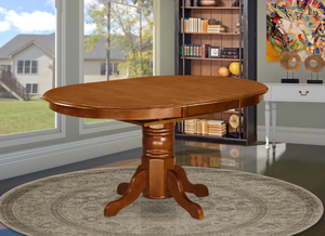 lot 43661 image: Oval Wood Dining Table with Butterfly Leaf Extension - Retail $500