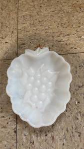 lot 5037 image: White Milk Glass Grape Pattern Bowl