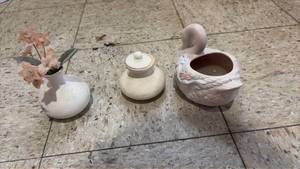 lot 5041 image: Handmade Ceramic Pottery Collection with Vase and Decorative Pitcher