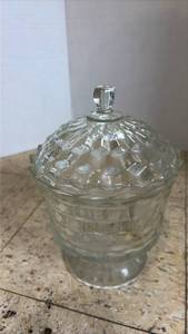 lot 5064 image: Crystal Cut Glass Covered Compote Bowl with Pedestal Base
