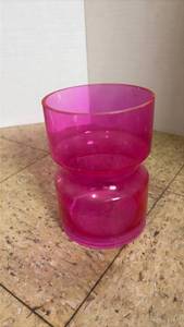 lot 5068 image: Pink Glass Decorative Vase with Hourglass Shape