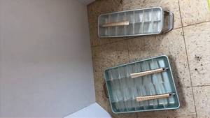 lot 5078 image: Aluminum Ice Cube Trays with Dividers and Copper Handles