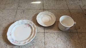 lot 5110 image: Pfaltzgraff Tea Rose Stoneware Tea Cup and Saucer Set