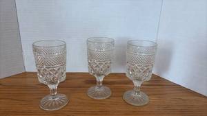 lot 5122 image: Set of Three Cut Crystal Wine Goblets