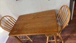 lot 5161 image: Oak Windsor Style Dining Table with Two Chairs