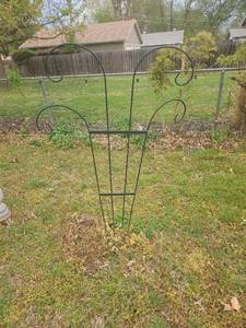 lot 7003 image: Metal Garden Trellis with Decorative Scrollwork