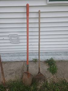 lot 7013 image: Garden Tool Set - Long Handle Shovel and Leaf Rake