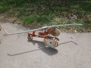 Vintage Thompson Red and White Traveling Tractor Walking Cast Iron Lawn Sprinkler (Rare Color Version)