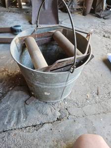 lot 7025 image: Erie Automatic Wringer Mop Bucket with Wooden Rollers