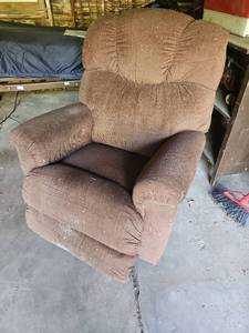 lot 7032 image: Brown Corduroy Recliner Chair - Does not Recline