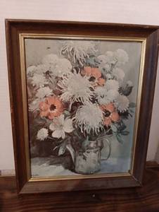 lot 23 image: Framed Floral Still Life Oil Painting