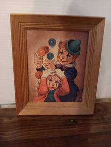 lot 24 image: Framed Clown Juggling Balls Artwork