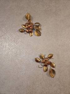 lot 61 image: Metal Floral Wall Decorations Set of Two