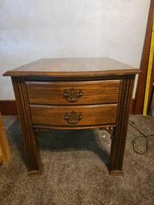 lot 66 image: Wood One-Drawer Nightstand with Decorative Hardware