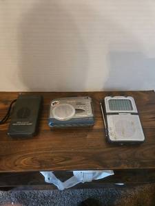 lot 68 image: Portable Radio Collection with Weather Alert and Recording Features, it needs batteries.