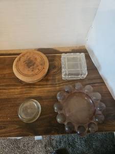 lot 71 image: Mixed Glass and Wood Kitchen Collectibles Lot