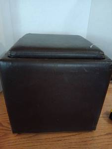 lot 120 image: Black Leather Storage Ottoman with Lift-Top