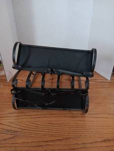 lot 126 image: Black Metal Decorative Log Holder with Scrollwork Design