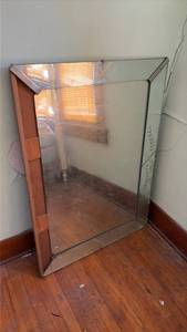 lot 1011 image: Decorative Mirror with Etched Floral Design