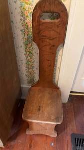 lot 3014 image: Hand Carved Wooden Chair.