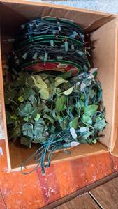 lot 3019 image: Bulk Christmas Light String Collection with Garland