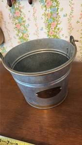 lot 3023 image: Galvanized Metal Bucket with Brass Nameplate