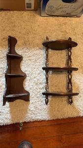 lot 3029 image: Wooden Display Shelves and Wall Mount Set