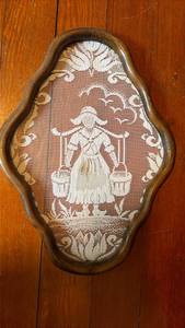 lot 3053 image: Framed Lace Bridal Wedding Scene Wall Art