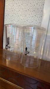 lot 3065 image: Clear Plastic Beverage Dispensers with Chrome Spigot