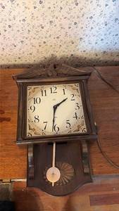 lot 3066 image: Carved Eagle Wood Pendulum Wall Clock. (Untested)
