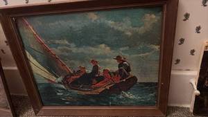 lot 3113 image: Winslow Homer Breezing Up Framed Art Print