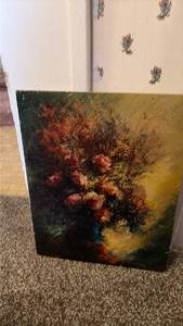 lot 3117 image: Floral Still Life Oil Painting on Canvas