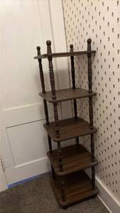 lot 3120 image: Wooden Tiered Display Stand with Turned Spindles