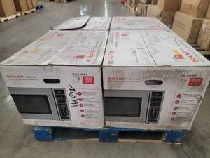 lot 53484 image: 4 count of New Sharp SMC1585BS 1.5 cu ft Countertop Microwave