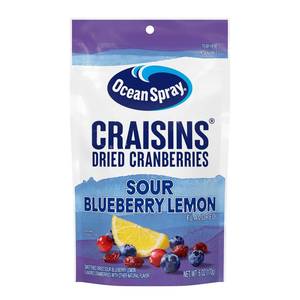 lot 1033 image: Ocean Spray  Craisins  Sweetened Dried Cranberries, Sour Blueberry Lemon, 6oz Pouch - 8 Pouches
