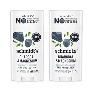 lot 1035 image: Schmidts Aluminum-Free Vegan Deodorant Charcoal & Magnesium with 48 Hour Odor Protection, 2 Count for Women and Men, Natural Ingredients, Cruelty-Free, 2.65 oz, Pack of 2